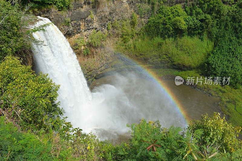 美国夏威夷考艾岛的怀卢瓦瀑布- XXXL